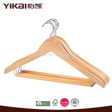 Round locking bar curved shirt wooden clothes hanger